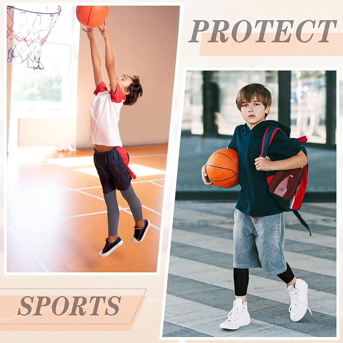 Geyoga 2 Pairs Kids Long Compression Leg Sleeves Long Knee Sleeves UV Protection for Boy Girl Youth Basketball Running Sport