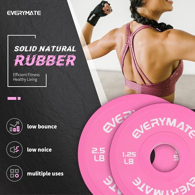 EVERYMATE Change Weight Plates 1.25LB 2.5LB 5LB Set Fractional Olympic Bumper Plates for Cross Training Steel Insert Strength Training
