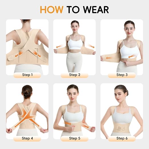 babaka Posture Corrector for Women, Invisible Lightweight Adjustable Back Brace for Upper and Lower Back Pain Relief, Hunchback, Hump, Scoliosis, Thoracic, Spine Corrector Under Clothes (Beige, Small, Waist: 25''-30'')