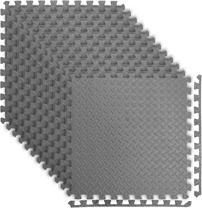 Art3d 96 Sq.Ft Eva Puzzle Exercise Mats, 24"x24" x 1/2" Thick Foam Interlocking Tiles for Flooring, Workout, Gym Equipments, Pack of 24, Grey