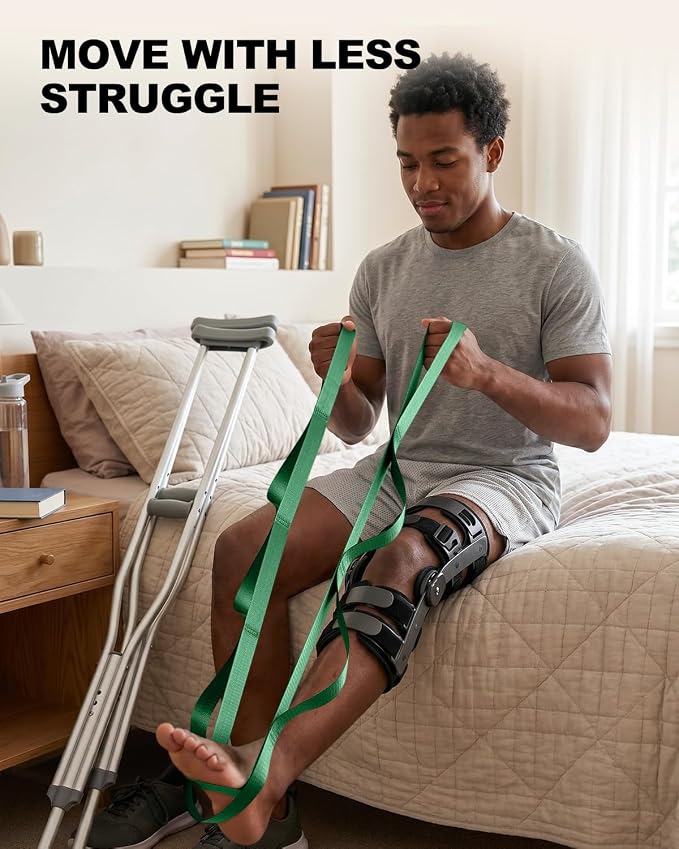 Trideer Non-Elastic Stretching Strap with Loops for Physical Therapy & Rehab, Knee Hip Leg ROM Post-Surgery, Yoga Strap for Stretching, Leg Lifter Strap Mobility Aid, Hamstring Calf Back