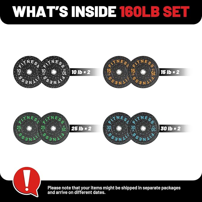 2" Bumper Plates Set Olympic Weight Plates for Barbell Strength Training | Papababe 2Inch Weights Plates Set, Floor Protective Plates, 20-600lbs Rubber Bumper Plates for Weightlifting, Bench Press