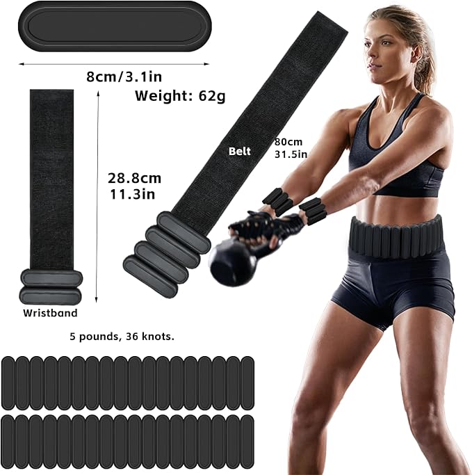 BBK Up to LBS Adjustable Weighted Belt For Women and Men, Weighted Walking Exercise Belt for Gym, Strength Training, Wrist & Ankle