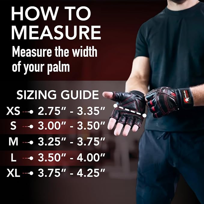 Dark Iron Fitness Genuine Leather Gym Gloves for Men Women, Wrist Wrap Support Workout Gloves for Weight Lifting Crossfit Deadlift Barbell Exercise Palm Padding Callus Protection Grips