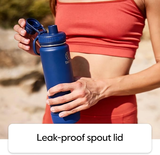 Takeya Actives Stainless Steel Water Bottle, Insulated Spout Lid, Keeps Drinks Cold 24 Hrs, Leakproof, Durable, Dishwasher Safe, Ideal for Gym, Travel, Fits Most Cup Holders, 40 oz/Oat Milk