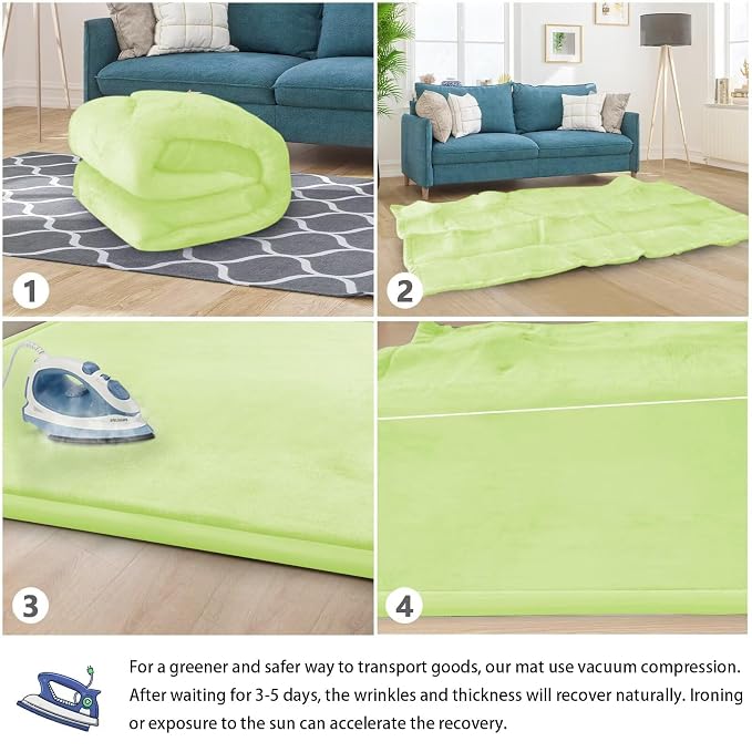 Baby Play Mat for Floor Nursery Muscle Mat Area Rug Playroom Rug 79"x118" Elastic Foam 1.3" Thick Crawling Mat for Babies,Toddlers, Infants (Light Green)