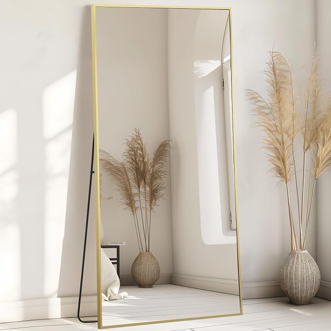 MELOMOIR 71"x32" Gold Mirror - Full Length, Large Floor Mirror for Home Gym, Bedroom, Living Room - Shatterproof Tempered Glass, Wall Mirror