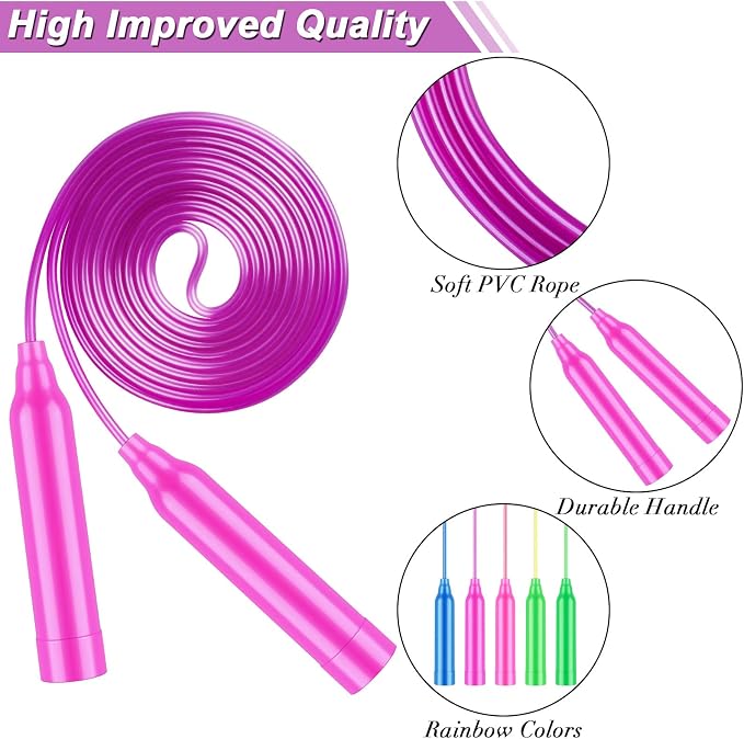 Aodaer Jump Rope Set, Colorful Outdoor Jump Ropes, 7.3 Feet Adjustable Skipping Rope for Outdoor Fun Activity Sport Party Favor