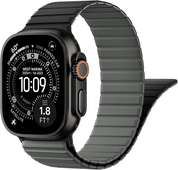 Magnetic Sport Silicone for Apple Watch Ultra 3 2 Band 49mm 46 45 44mm Men | Upgraded Magnet,Two-Tone Design,Waterproof,Soft Loop Strap for iWatch Ultra 3/2 Series 11 10 9 8 7 6 5 4 SE 46mm 45mm 44 49