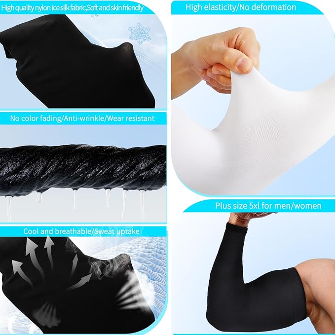 Arm Sleeves for Men Women – Cooling UV Sun Protection UPF 50+ Compression Sports Sleeves for Outdoor, Tattoo Cover Up