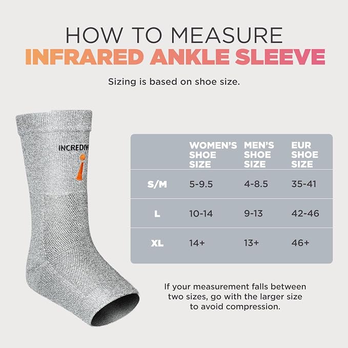 Incrediwear Ankle Sleeve – Infrared Ankle Brace for Women and Men to Support Pain Relief, Swelling, Plantar Fasciitis, Sprains, Achilles, Arthritis (Black, Large)