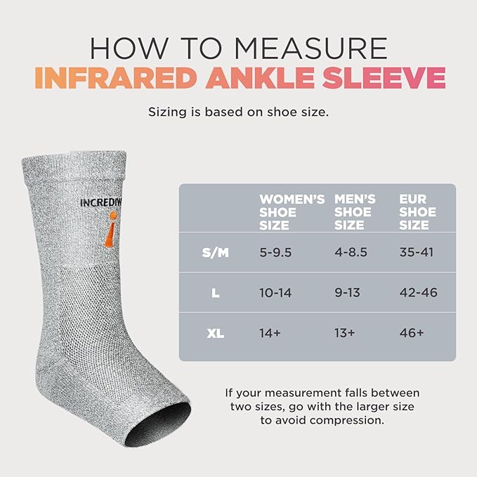Incrediwear Ankle Sleeve – Infrared Ankle Brace for Women and Men to Support Pain Relief, Swelling, Plantar Fasciitis, Sprains, Achilles, Arthritis (Black, X-Large)