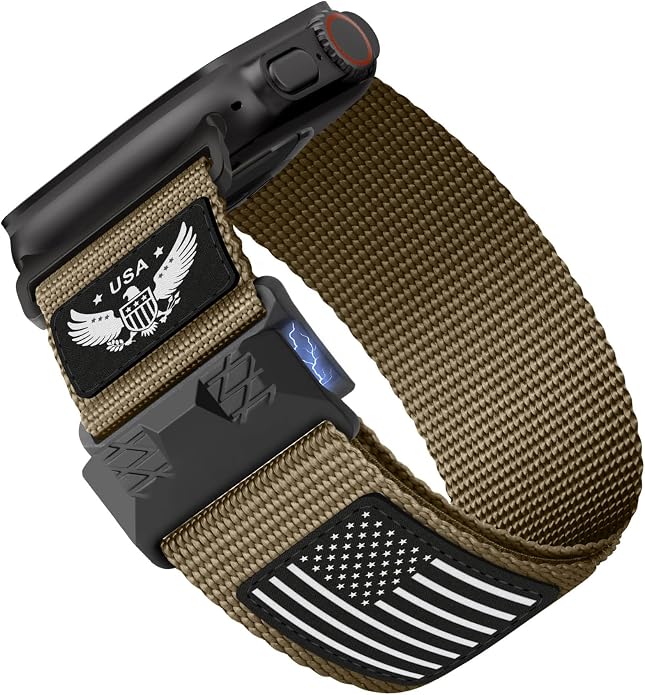 Rugged Nylon- Compatible with Apple Watch Ultra 3/ Ultra 2 Band 49mm Men,Tactical Soft Woven Stars- Stripes Flag Sport Strap for iWatch Bands 46mm 45mm 44mm 42mm Series 11 10 9 8 7 6 5 4 3 2 1 Se