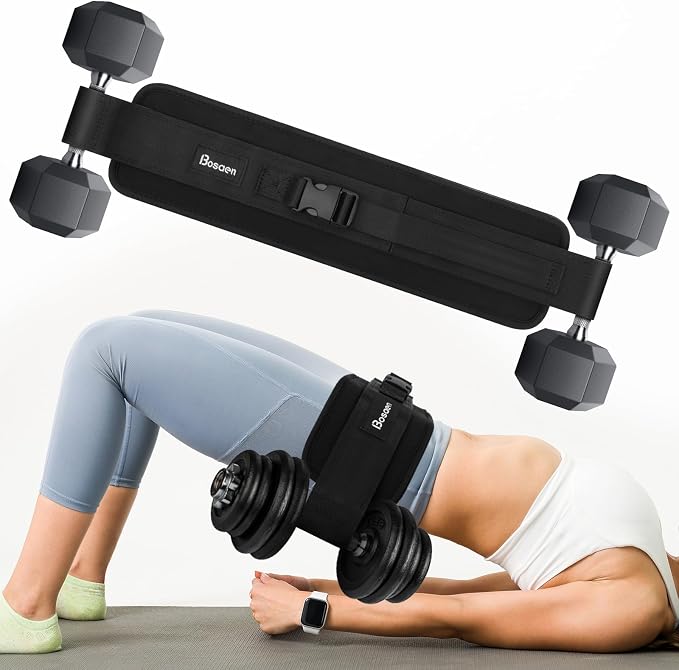 Hip Thrust Belt, Hip Thrust Belt for Dumbbells Heavy, Booty Belt for Hip Thrust with 6.5mm Thick Non-slip Padding & 400lbs Load-Bearing, Hip Thrust Band for Gym, Home Workouts, Dumbbell, Kettlebells