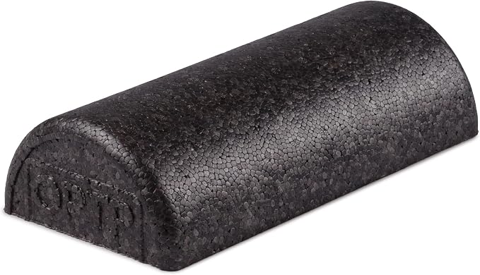 OPTP AXIS Firm Density Foam Roller – Half-Round, Black, 12" X 3" | High density firm foam roller for physical therapy, yoga, Pilates, fitness exercise & sports training, Heat-molded EPP foam