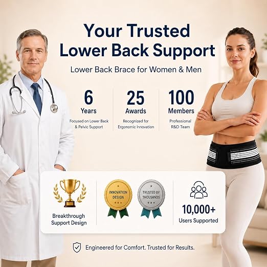 Lightweight Back Brace for Women and Men Lower Back Pain, Adjustable Lumbar Support Belt for Back Comfort, Sciatica, Hip and Spine