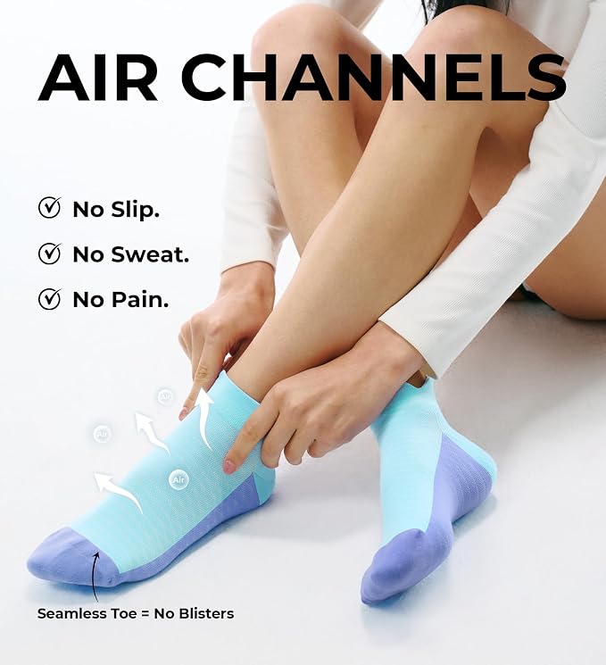 FITRELL Ankle Compression Socks for Women & Men - 5/6 Pairs Cushioned Arch Support Running Socks, Plantar Fasciitis Relief