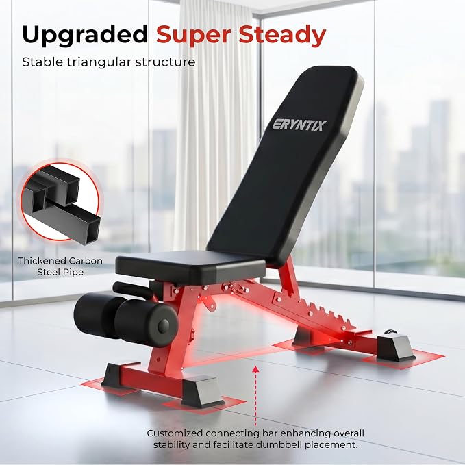Adjustable Weight Bench,Foldable Pro Heavy-Duty Workout Bench | 1600LBS Bench Press 21-Position Multifunctional Weight Bench with Leg Extension,Iscc Plus Certified for Home Gym