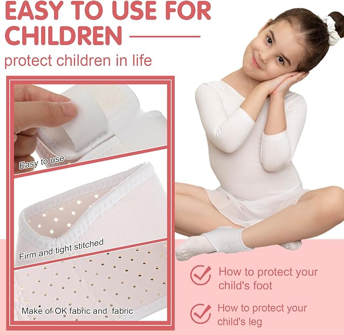 Tarpop 2 Pairs Kids Ankle Brace Set Foot Support Stabilizer Wraps Protector Guard Knitted Ankle Sleeve Sock Support Compression Socks for Injury Prevention(White,Large)