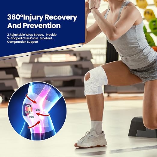 JOMVD Knee Brace with Side Stabilizers for Meniscus Tear, Knee Pain, Breathable Knee Support for Arthritis, ACL,MCL, Pain Relief, Injury Recovery, Women and Men,Large