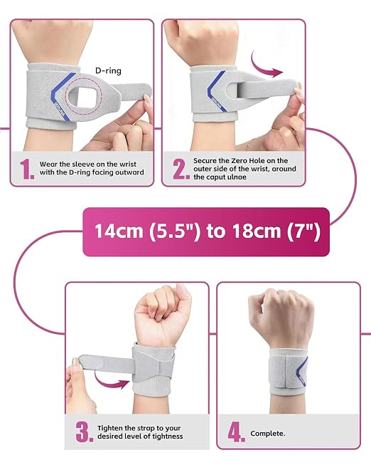 Wrist Brace for TFCC Tears with Adjustable Wrap, Grey | Comfortable Wirst Support Brace for Ulnar Sided Pain, Repetitive Use Injury, Tendonitis, Bowling, Right & Left Fit