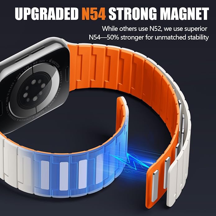 SNBLK Magnetic Watchband Compatible with Apple Watch for Men 44mm 45mm 46mm 49mm 42mm 41mm 40mm 38mm Women, Silicone Sport Strong Magnet Strap for iWatch Series 11 Ultra 3 Ultra 2 Se 10 9 8 7 6 5 4 1