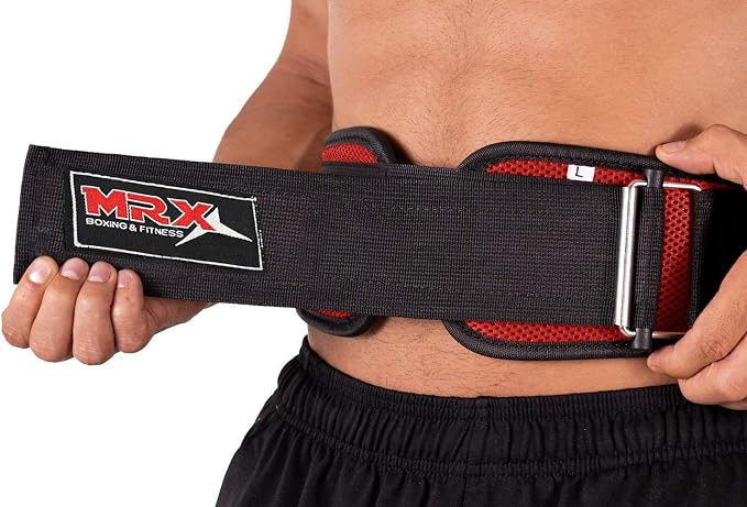 MRX Weight Lifting Belt - 5 Inches Wide 8mm Thick Padded Back Support with Flexible Ultra-Light Foam Powerlifting Belts Heavy Duty Deadlifts Workout Squats Exercise & Lifting Belt for Men & Women