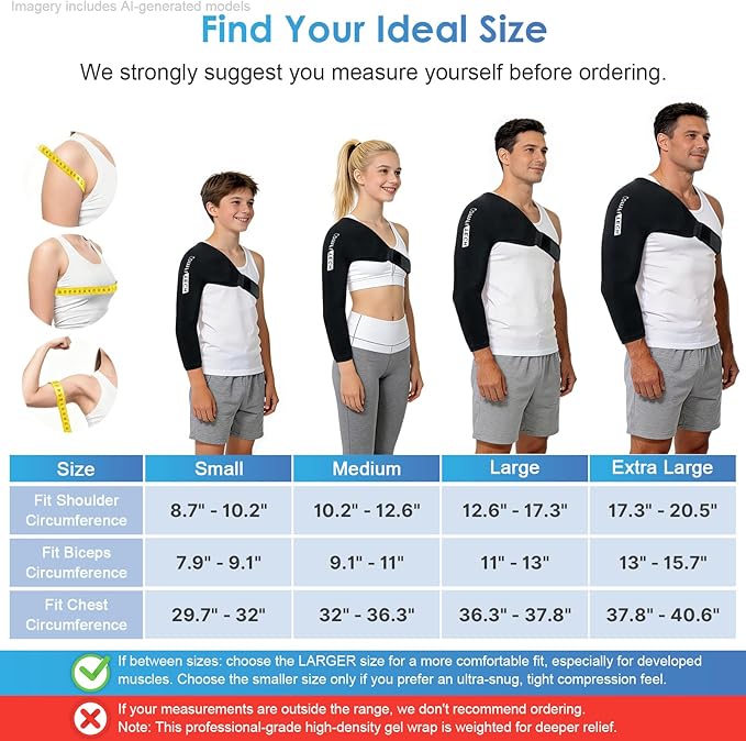 ComfiTECH Shoulder Arm Ice Pack Wrap for Pitchers, Flexible Ice Sleeve, L | Flexible Shoulder Ice Brace for Arm & Elbow, Cold Gel Application for Volleyball Player, Athlete & Throwing Recovery