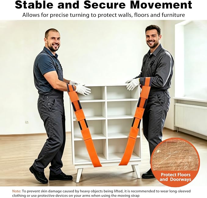 Moving Strap Kits for Lifting with Anti-Slip Sponge Pads, 2-Person Adjustable Lifting and Moving System with Cotton Gloves and Storage Bag,Heavy Duty Carrying for Appliances Furniture, up to 850LBS