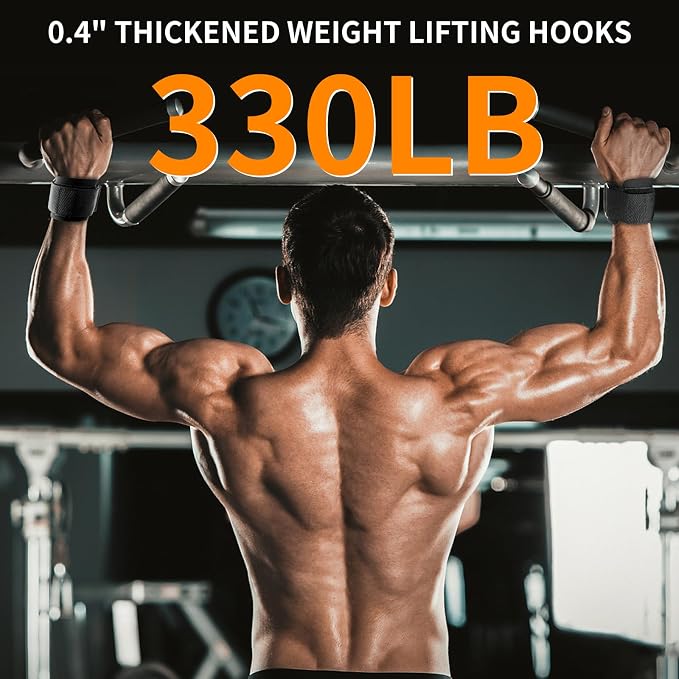 Weight Lifting Hooks, 330 LB Heavy Duty Gym Wrist Straps for Deadlifts, Pull-Ups, Strength Training, Fitness Workouts, Grip Weightlifting Hooks for Men and Women(Pair)