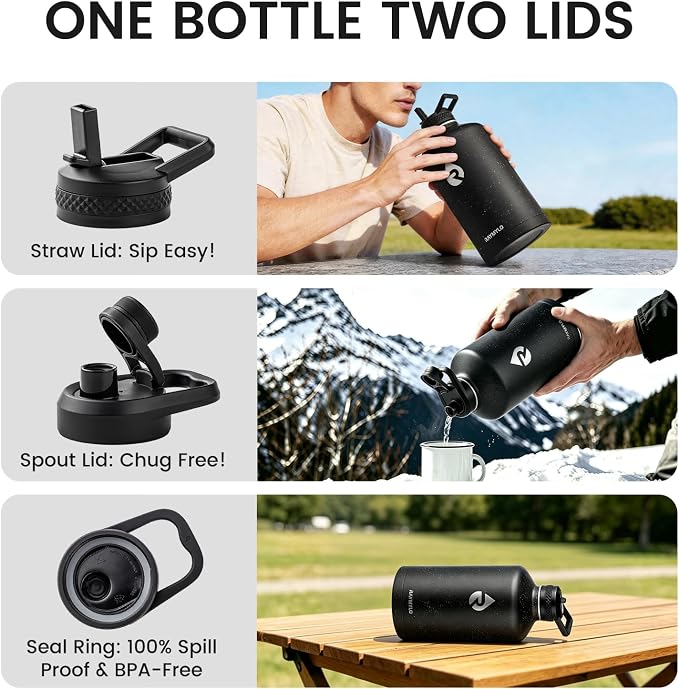 RAYMYLO 128oz Insulated Water Bottle, Triple Wall Vacuum Stainless Steel Water Bottles