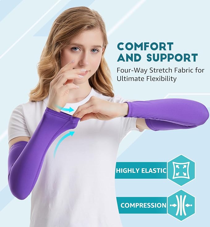 HiRui Arm Compression Sleeves for Men Women Youth, UV Protection 20-30mmHG Support Tattoo Cover, Breathable Moisture-Wicking