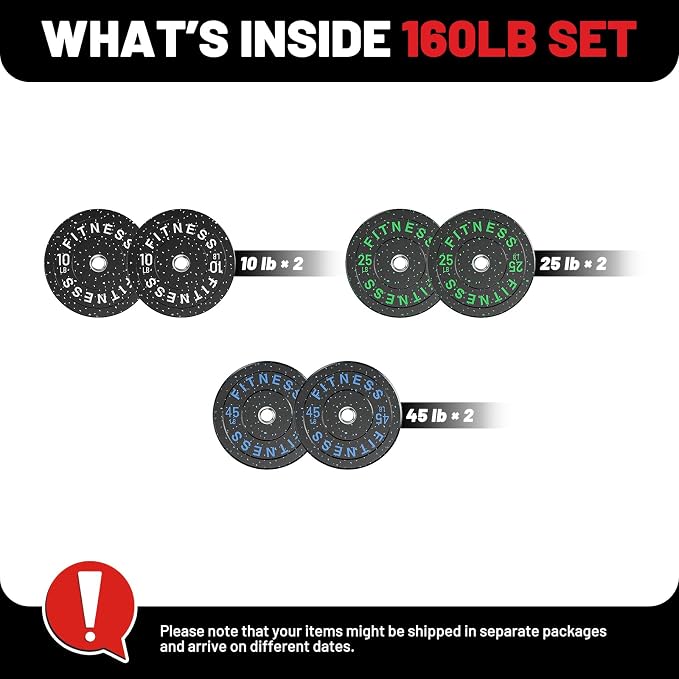 2" Bumper Plates Set Olympic Weight Plates for Barbell Strength Training | Papababe 2Inch Weights Plates Set, Floor Protective Plates, 20-600lbs Rubber Bumper Plates for Weightlifting, Bench Press