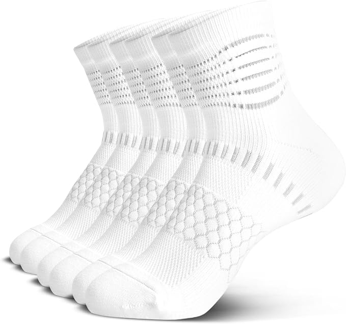 IRAMY Ankle Compression Socks for Women Men Plantar Fasciitis Relief 3/5 Pairs Cushioned Athletic Running Socks