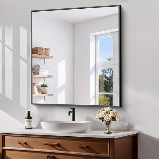 Koonmi Black Bathroom Mirror for Over Sink,Metal Framed 38"x26" Wall Mirror