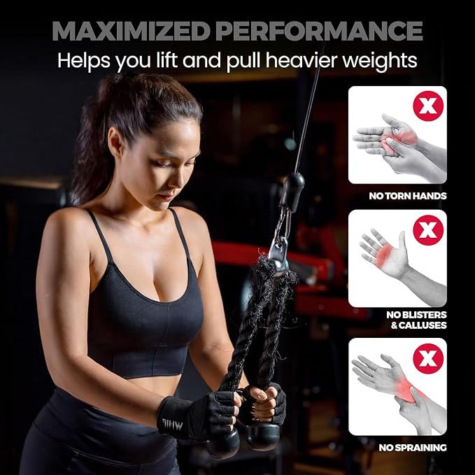 MhIL Workout Gloves for Women – Breathable Gym Gloves for Women with Palm Protection and Enhanced Grip – Padded Weight Lifting Glove for Womens with Wrist Wraps Support Weightlifting Exercise Cycling