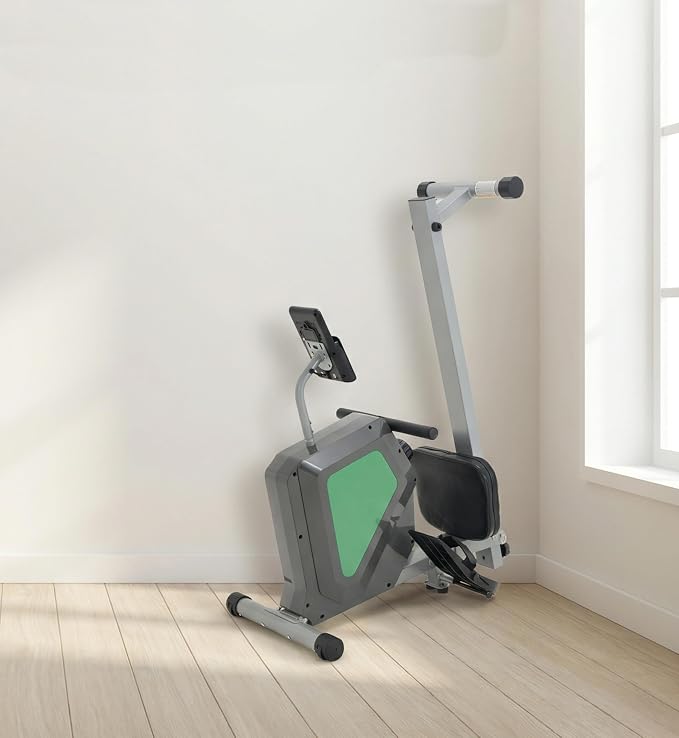 Magnetic Rowing Machine, Quiet Foldable Rower with 8-Level Resistance, LCD Monitor & Tablet Holder, Full-Body Low-Impact Cardio Equipment, Optional 2-in-1 Strength Training