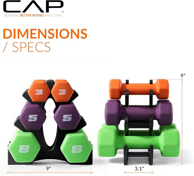 CAP Barbell Neoprene Dumbbell Weights Pairs & Sets | Color Series