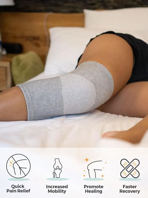 Bamboo Knee Sleeves, 2-Pack Knee Compression Sleeve Women Men Elastic Warm Slip-on Recovery Knee Brace for Arthritis Knee Pain