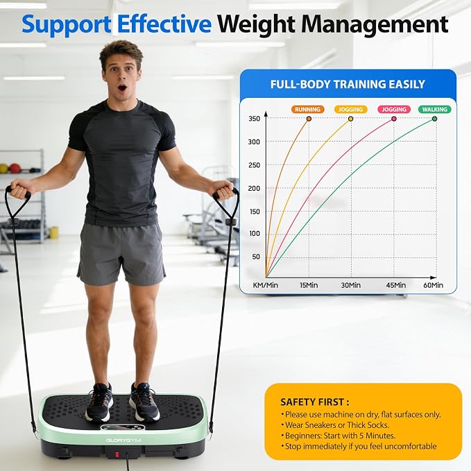 Vibration Plate Exercise Machine for Body Shaker Machine & Weight Loss, Shake Plate with Resistance Bands, 120 Speed Levels, Remote Control, Full Body Workout, Compact Home Gym Equipment
