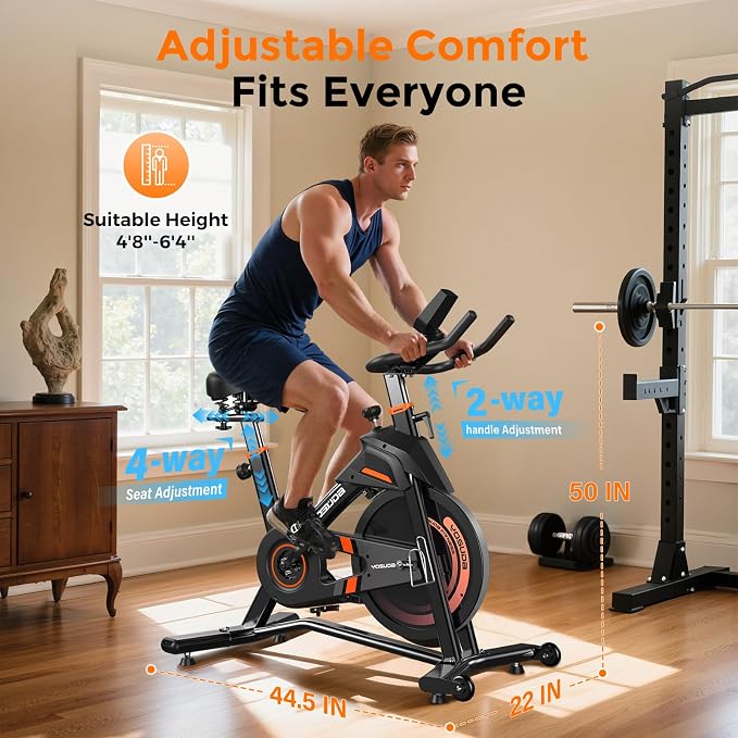 YOSUDA PRO Magnetic Exercise Bike 350 lbs Weight Capacity - Indoor Cycling Bike Stationary with Comfortable Seat Cushion, Silent Belt Drive