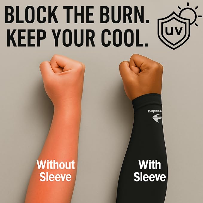 CompressionZ Youth Sports Arm Sleeves | Kids Cooling UV50+ Protection Volleyball Football Basketball Baseball - Boys & Girls
