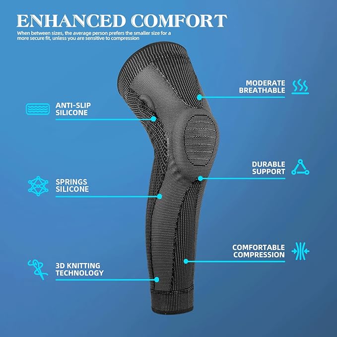 SKDK Full Leg Sleeves Long Compression Leg Sleeve Knee Sleeves Protect Leg, for Man Women Basketball, Arthritis Cycling Sport