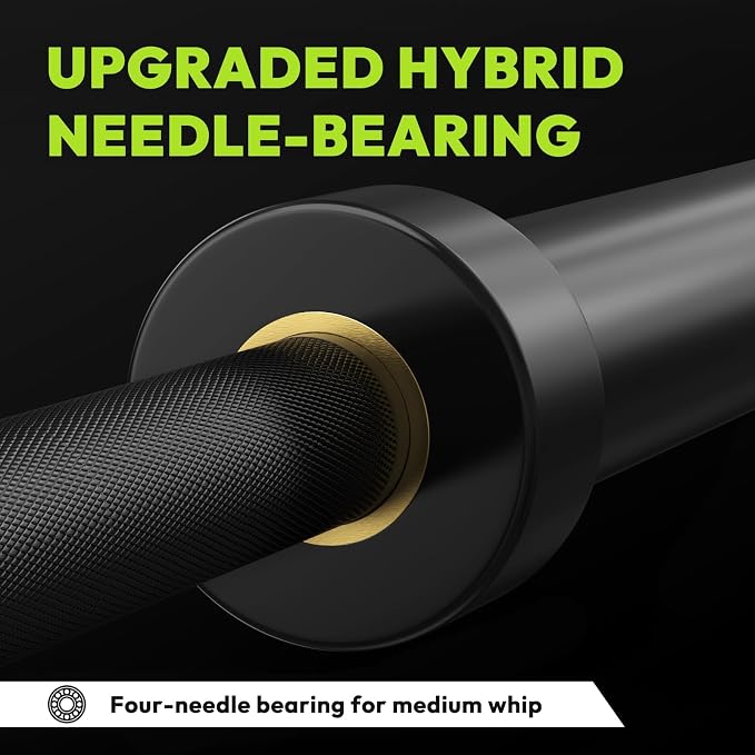 HANDBODE 7 FT Olympic Barbell 45 LB, 2-Inch Weight Bar, 1000 LB | Needle Bearings, Knurled Grip, Hard Chrome Coating, Powerlifting, Bench Press, Deadlift, Squat, Hip Thrusts And Cleans