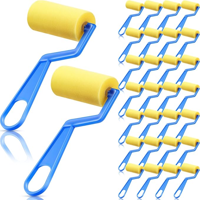 Tenceur 30 Pcs 3 Inch Foam Paint Rollers Painting Sponge Roller,Blue
