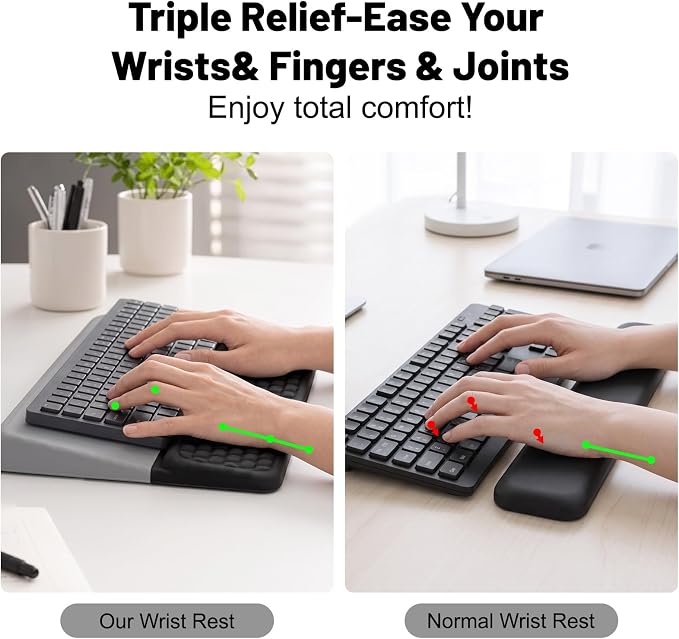 Keyboard Stand with Wrist Rest，Ergonomic Keyboard Riser Holder Lifter Tray | Black Grey，Computer Wrist Support Pad，Ergonomic Keyboard stand for desk，Soft Memory Foam Desk Cushion，Non-Slip