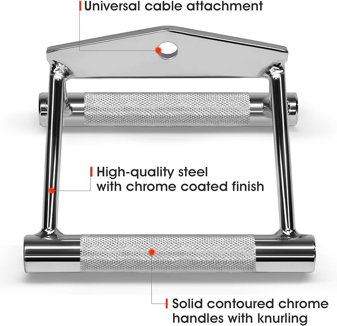 Yes4All Exercise Machine Adjustable T Bar Row Attachment, D Row Handle/Landmine Handle Attachment with Textured Rubber Handles