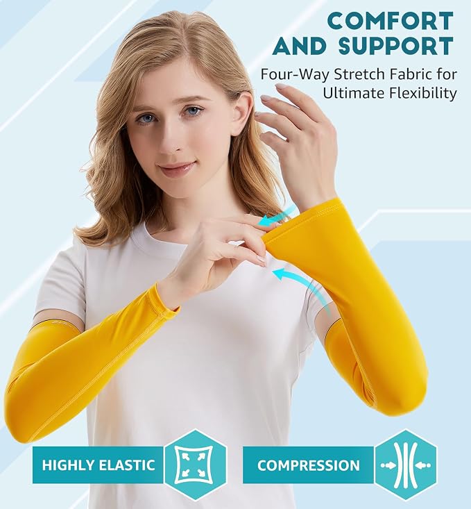 HiRui Arm Compression Sleeves for Men Women Youth, UV Protection 20-30mmHG Support Tattoo Cover, Breathable Moisture-Wicking