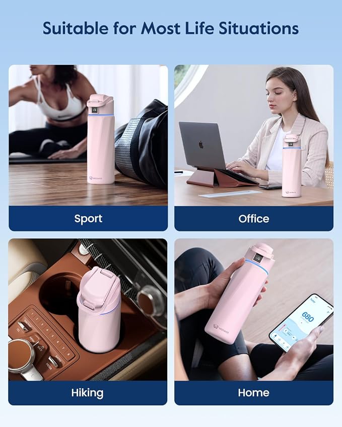 WaterH BOOST Smart Water Bottle Tracker with Reminder to Drink Water, 24oz | BPA-Free Double Wall Vacuum Insulated Stainless Steel, Leakproof, Smart App Tracking, Fits Cup Holders, Wide Mouth for School