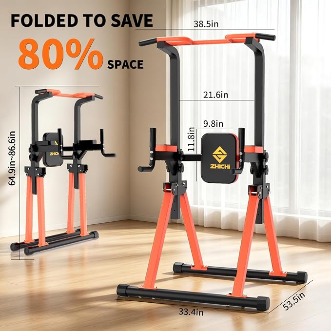 Z ZHICHI Foldable Pull-Up Dip Station Weight Capacity 400LBS